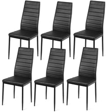 Load image into Gallery viewer, Gymax Set of 6 Dining Side Chair PVC High Back Metal Legs Kitchen Home Furniture Black
