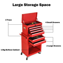 Load image into Gallery viewer, Gymax 2 in 1 Rolling Cabinet Storage Chest Box Garage Toolbox Organizer w/ 6 Drawers
