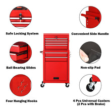 Load image into Gallery viewer, Gymax 2 in 1 Rolling Cabinet Storage Chest Box Garage Toolbox Organizer w/ 6 Drawers
