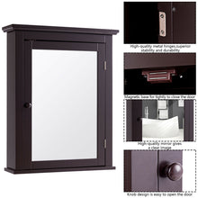Load image into Gallery viewer, Gymax Bathroom Mirror Cabinet Wall Mounted Medicine Storage Adjustable Shelf Brown
