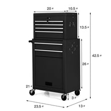 Load image into Gallery viewer, Gymax 2 in 1 Black Rolling Cabinet Storage Chest Box Garage Toolbox Organizer w/ 6 Drawers
