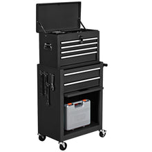 Load image into Gallery viewer, Gymax 2 in 1 Black Rolling Cabinet Storage Chest Box Garage Toolbox Organizer w/ 6 Drawers
