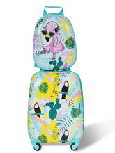 Load image into Gallery viewer, Gymax 2PC Kids Luggage Set Backpack &amp; Rolling Suitcase Travel ABS Flamingos
