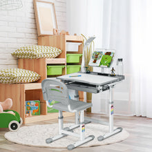Load image into Gallery viewer, Gymax Height Adjustable Kids Desk Chair Set Study Drawing w/Lamp &amp; Bookstand Gray

