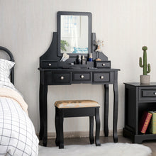 Load image into Gallery viewer, Gymax Vanity Set W/5 Drawers &amp;Removable Box Makeup Dressing Table and Stool Set
