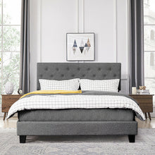 Load image into Gallery viewer, Gymax Queen Size Upholstered Panel Bed W/Linen Panel Headboard Upholstered Wooden Bed
