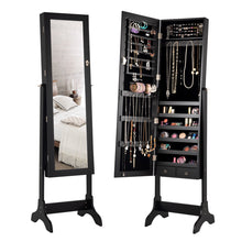 Load image into Gallery viewer, Gymax Jewelry Organizer Vanity Box w/ Full Length Mirror Black/ White
