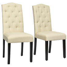 Load image into Gallery viewer, Gymax Set of 2 Tufted Upholstered Dining Chair w/ Nailhead Trim &amp; Rubber Wooden Legs
