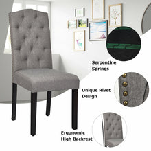 Load image into Gallery viewer, Gymax Set of 4 Tufted Dining Chair Upholstered w/ Nailhead Trim &amp; Rubber Wooden Legs
