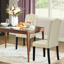 Load image into Gallery viewer, Gymax Set of 4 Beige Tufted Dining Chair Upholstered w/ Nailhead Trim &amp; Rubber Wooden Legs
