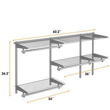 Load image into Gallery viewer, Gymax Custom Closet Organizer Kit 3 to 5 FT Wall-mounted Closet System w/Hang Rod Grey
