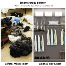 Load image into Gallery viewer, Gymax Custom Closet Organizer Kit 3 to 5 FT Wall-mounted Closet System w/Hang Rod Grey
