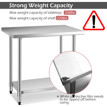Load image into Gallery viewer, Gymax 24&#39;&#39; x 36&#39;&#39; Stainless Steel Food Prep &amp; Work Table Commercial Kitchen Worktable
