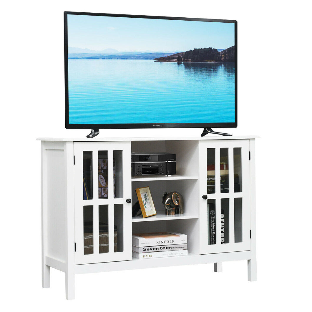 Gymax Wood TV Stand Entertainment Media Center Console for TV up to 50'' White