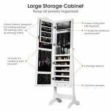 Load image into Gallery viewer, Gymax Mirrored Jewelry Cabinet Armoire Storage Organizer w/Drawer &amp; Led Lights White
