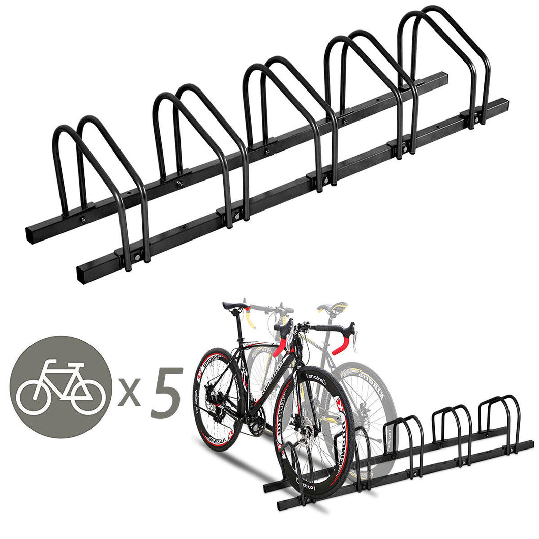 Gymax 5 Bike Bicycle Stand Parking Garage Storage Cycling Rack Black