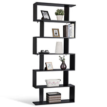 Load image into Gallery viewer, Gymax 6 Tier S-Shaped Bookcase Z-Shelf Style Storage Display Modern Bookshelf Black
