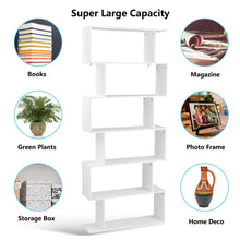 Load image into Gallery viewer, Gymax 6 Tier S-Shaped Bookcase Z-Shelf Style Storage Display Modern Bookshelf White
