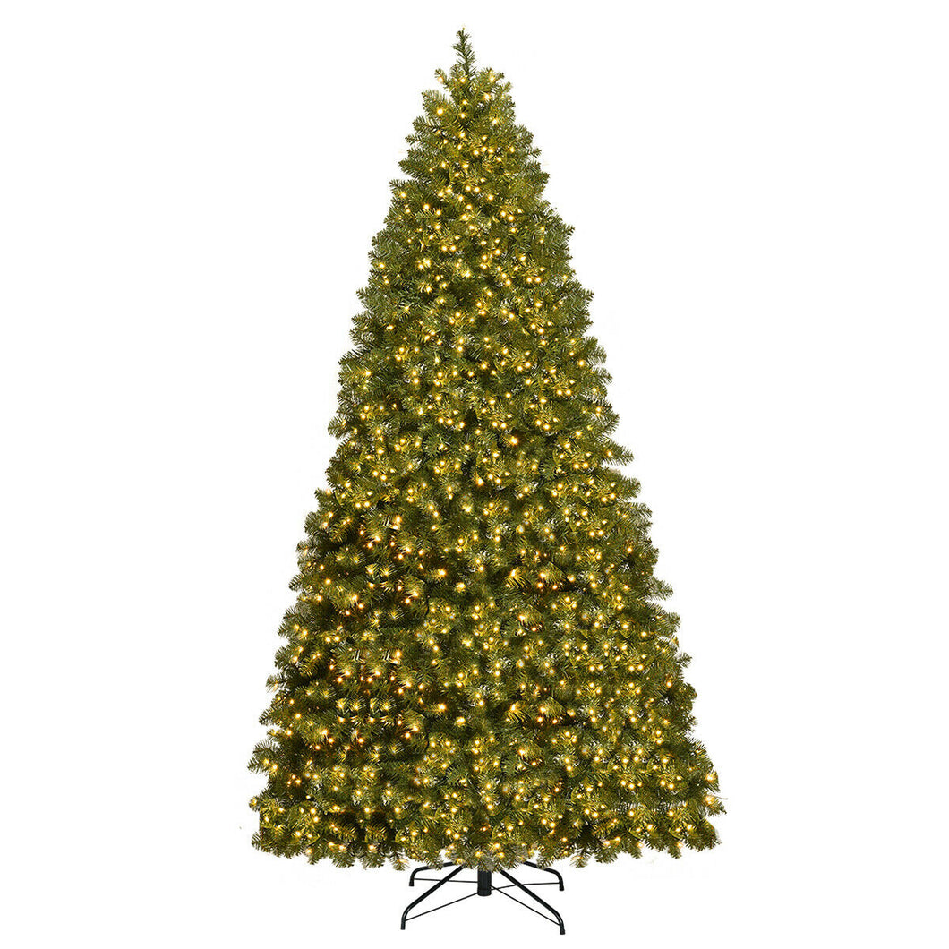 Gymax Pre-Lit 8' Artificial PVC Christmas Tree Hinged 880 LED Lights Metal Stand