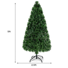 Load image into Gallery viewer, Gymax Pre-Lit Fiber Optic 5' Artificial Christmas Tree PVC Tips Metal Stand
