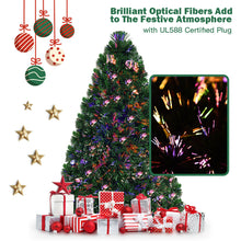 Load image into Gallery viewer, Gymax Pre-Lit Fiber Optic 5' Artificial Christmas Tree PVC Tips Metal Stand
