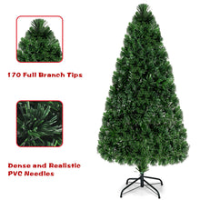 Load image into Gallery viewer, Gymax Pre-Lit Fiber Optic 5' Artificial Christmas Tree PVC Tips Metal Stand
