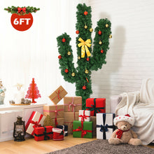 Load image into Gallery viewer, Gymax 6Ft Cactus Artificial Christmas Tree Pre-Lit w/LED Lights and Ball Ornaments
