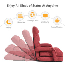 Load image into Gallery viewer, Gymax Red Folding Lazy Sofa Floor Chair Sofa Lounger Bed with Armrests and a Pillow
