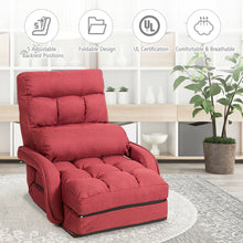 Load image into Gallery viewer, Gymax Red Folding Lazy Sofa Floor Chair Sofa Lounger Bed with Armrests and a Pillow
