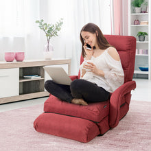 Load image into Gallery viewer, Gymax Red Folding Lazy Sofa Floor Chair Sofa Lounger Bed with Armrests and a Pillow

