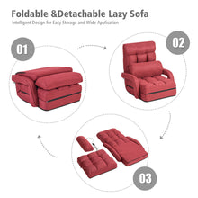 Load image into Gallery viewer, Gymax Red Folding Lazy Sofa Floor Chair Sofa Lounger Bed with Armrests and a Pillow
