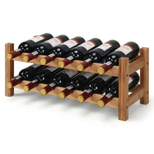 Load image into Gallery viewer, Gymax 2-Tier Bamboo Wine Rack 12 Bottles Display Storage Shelf Holder Kitchen Home
