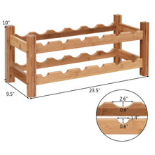 Load image into Gallery viewer, Gymax 2-Tier Bamboo Wine Rack 12 Bottles Display Storage Shelf Holder Kitchen Home
