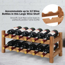 Load image into Gallery viewer, Gymax 2-Tier Bamboo Wine Rack 12 Bottles Display Storage Shelf Holder Kitchen Home
