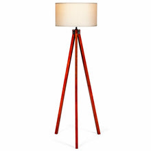 Load image into Gallery viewer, Gymax Modern Wood Tripod Floor Lamp Flaxen Lamp Shade w/ Foot Switch Home &amp; Office
