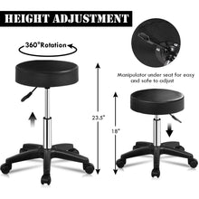 Load image into Gallery viewer, Gymax 1 PC Adjustable Hydraulic Rolling Swivel Bar Stool Massage Spa Beauty Seat Black
