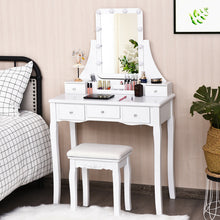 Load image into Gallery viewer, Gymax Vanity Dressing Table Set w/Removable Box &amp;10 Dimmable Bulbs Touch Switch White/Brown/Black
