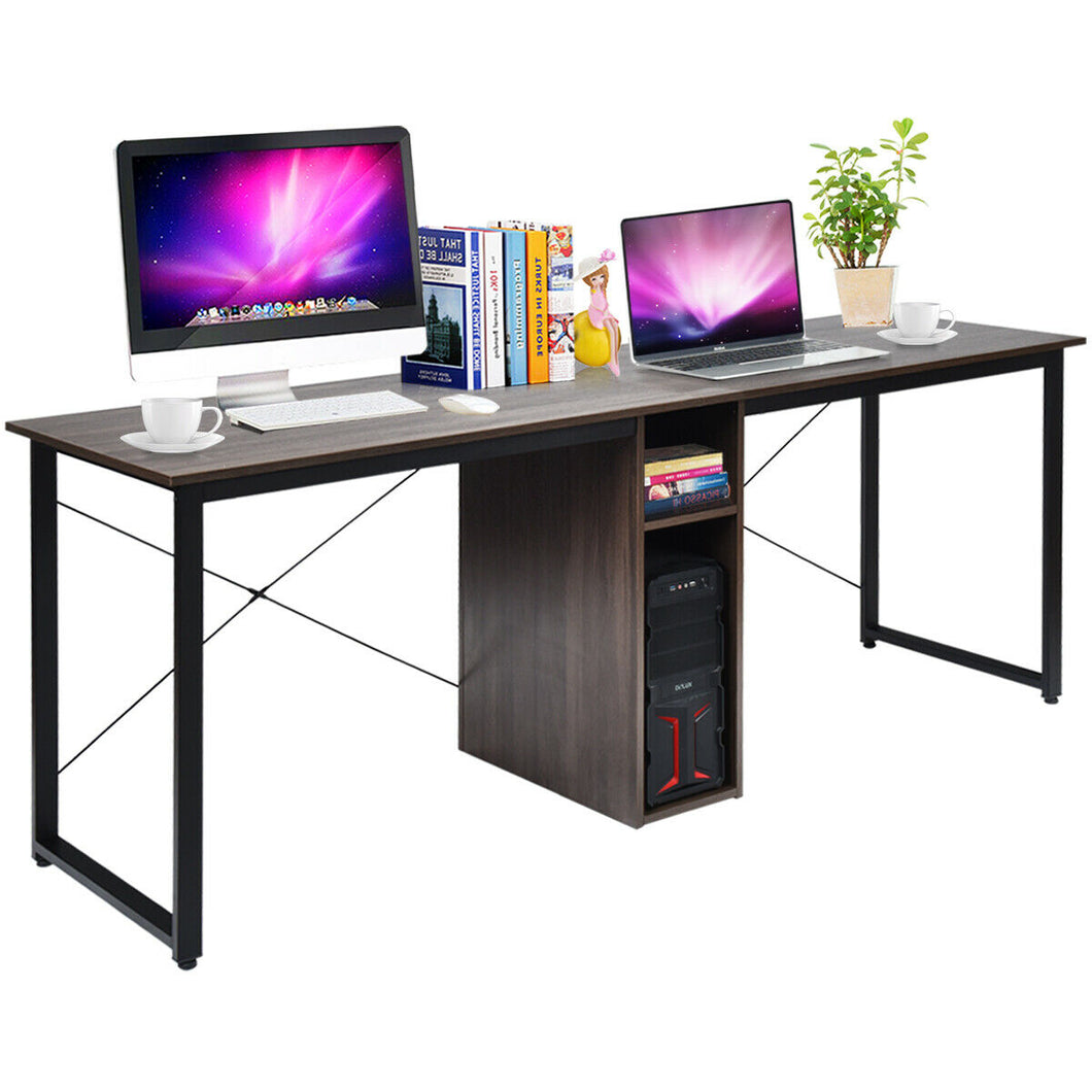 Gymax 2 Person Computer Desk 79'' Large Double Workstation Dual Office Desk w/Storage