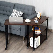 Load image into Gallery viewer, Gymax Walnut Sofa Side Table Rotating Bookcase End Table w/Wheels
