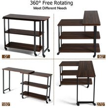 Load image into Gallery viewer, Gymax Walnut Sofa Side Table Rotating Bookcase End Table w/Wheels
