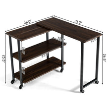 Load image into Gallery viewer, Gymax Walnut Sofa Side Table Rotating Bookcase End Table w/Wheels
