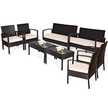 Load image into Gallery viewer, Gymax 8PCS Patio Rattan Set Cushioned Sectional Sofa Glass Table
