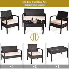 Load image into Gallery viewer, Gymax 8PCS Patio Rattan Set Cushioned Sectional Sofa Glass Table
