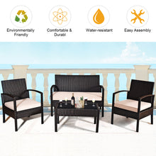 Load image into Gallery viewer, Gymax 4PCS Patio Rattan Set Cushioned Sectional Sofa Glass Table
